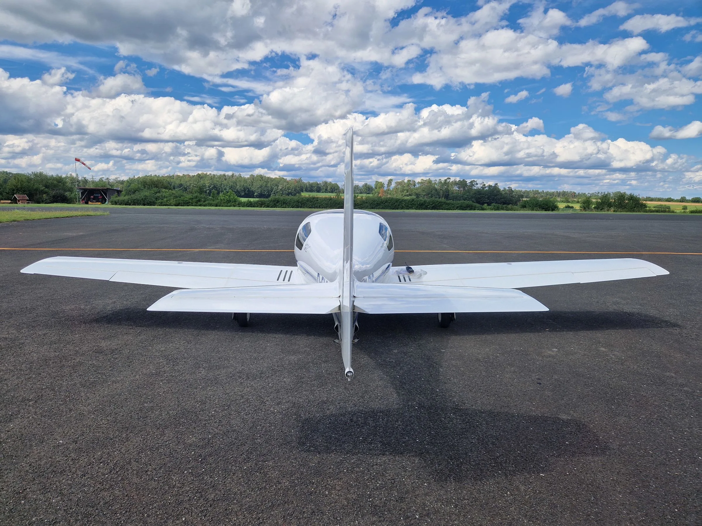 Exterior view of a 1990 Lancair 235.