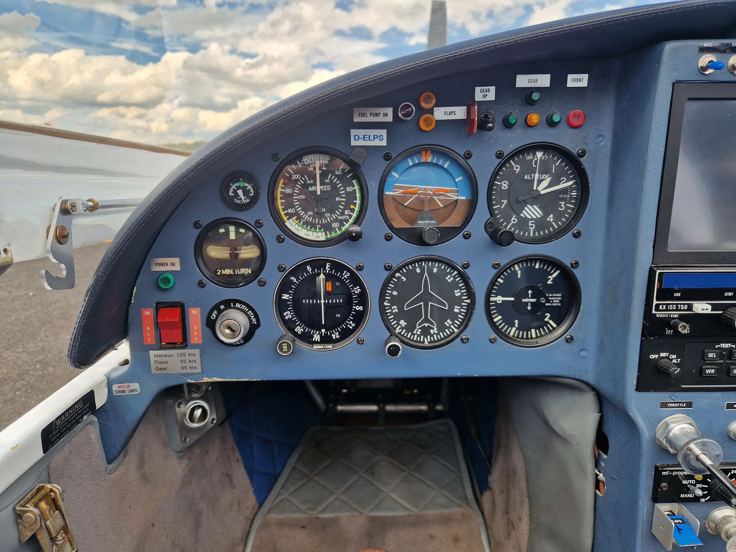 Cockpit and instrument panel of a 1990 Lancair 235.