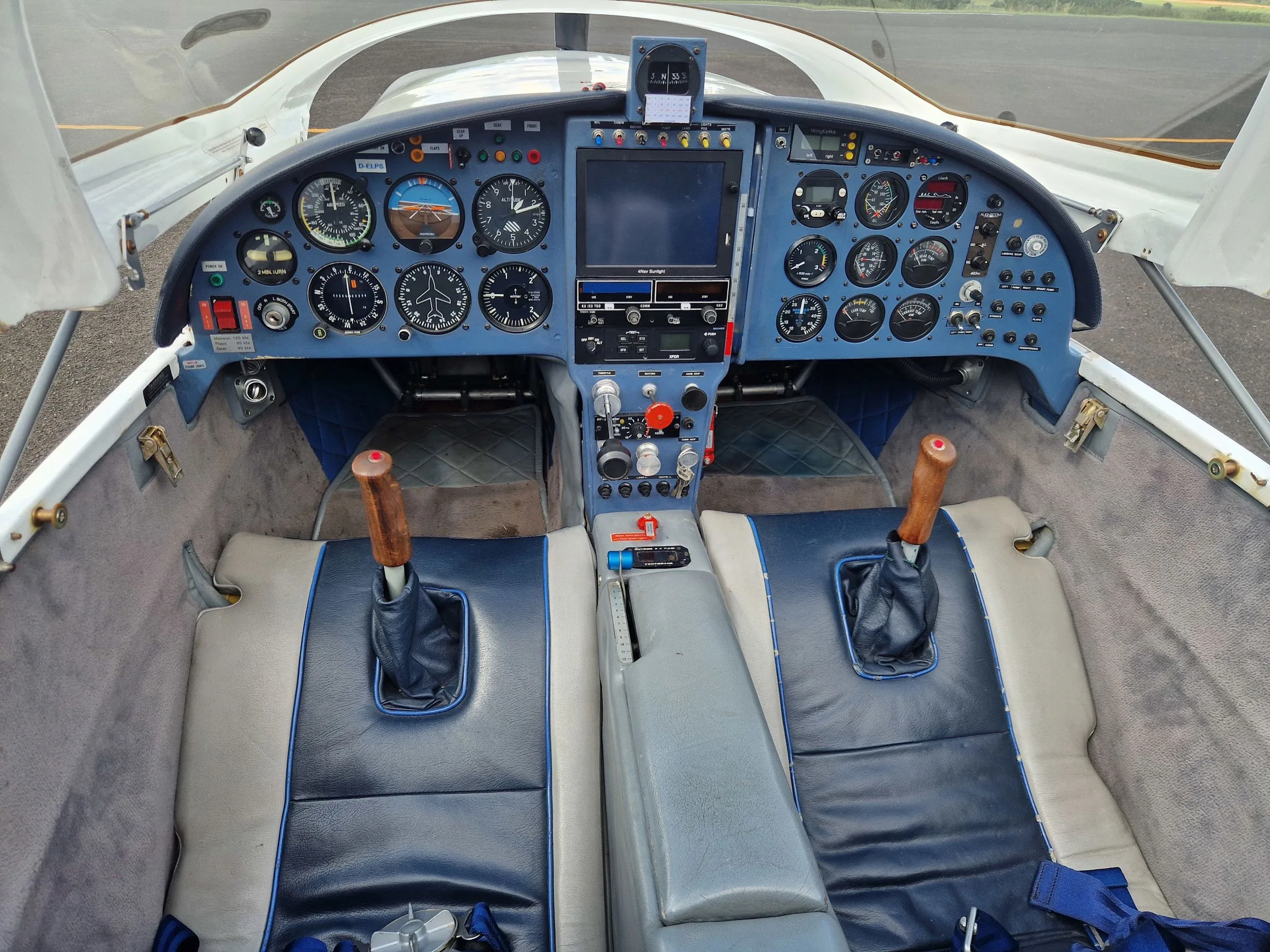 Cockpit and instrument panel of a 1990 Lancair 235.