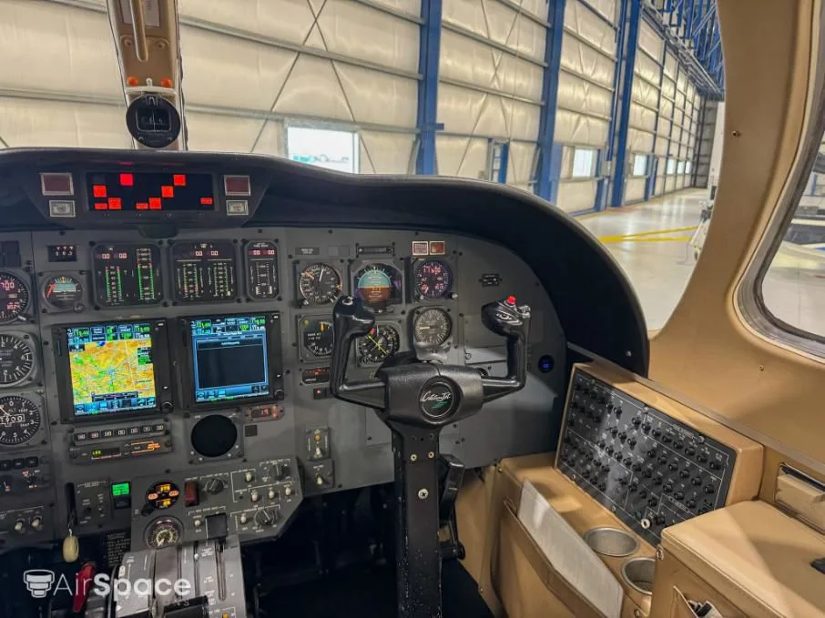 Cockpit and instrument panel of a 1999 Cessna 525 CitationJet.