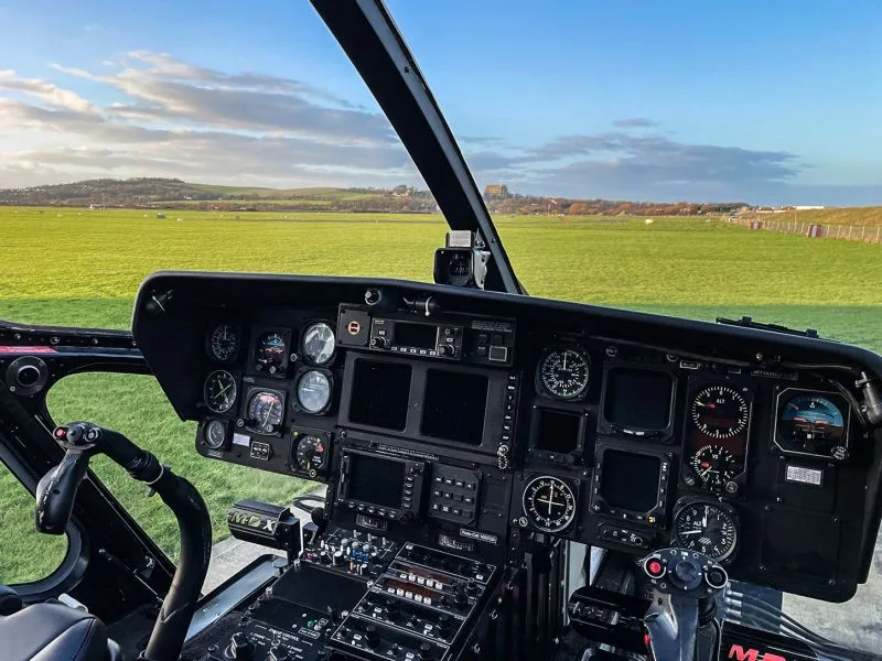 Cockpit and instrument panel of a 2001 MD Helicopters MD 902 Explorer.