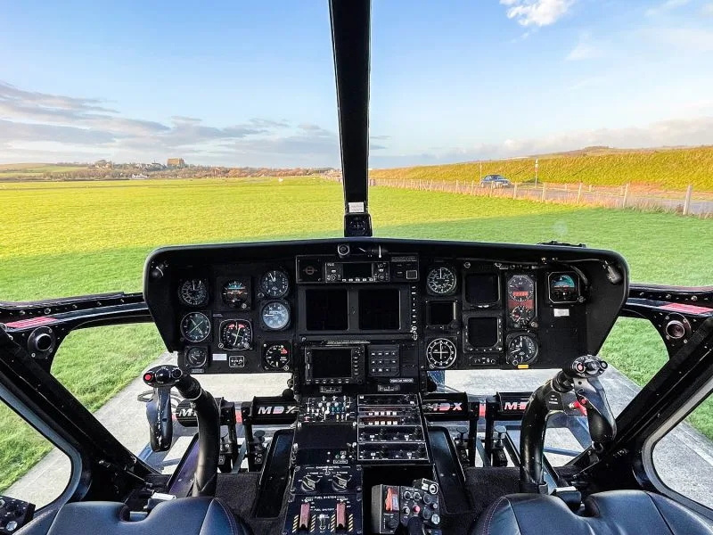 Cockpit and instrument panel of a 2001 MD Helicopters MD 902 Explorer.
