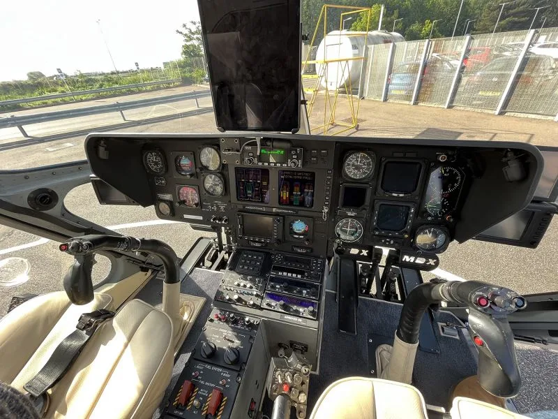 Cockpit and instrument panel of a 2007 MD Helicopters MD 902 Explorer.