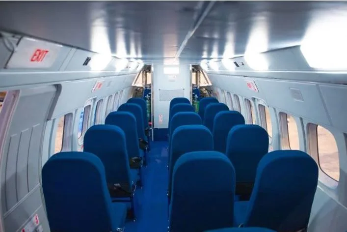 Cabin interior of a 2011 Let L-410 UVP.