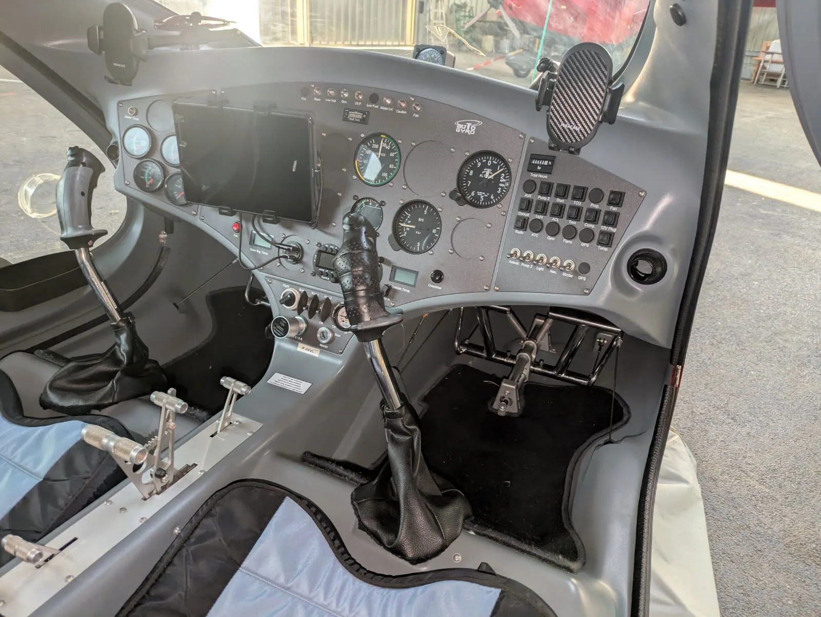 Cockpit and instrument panel of a 2014 Autogyro Cavalon.