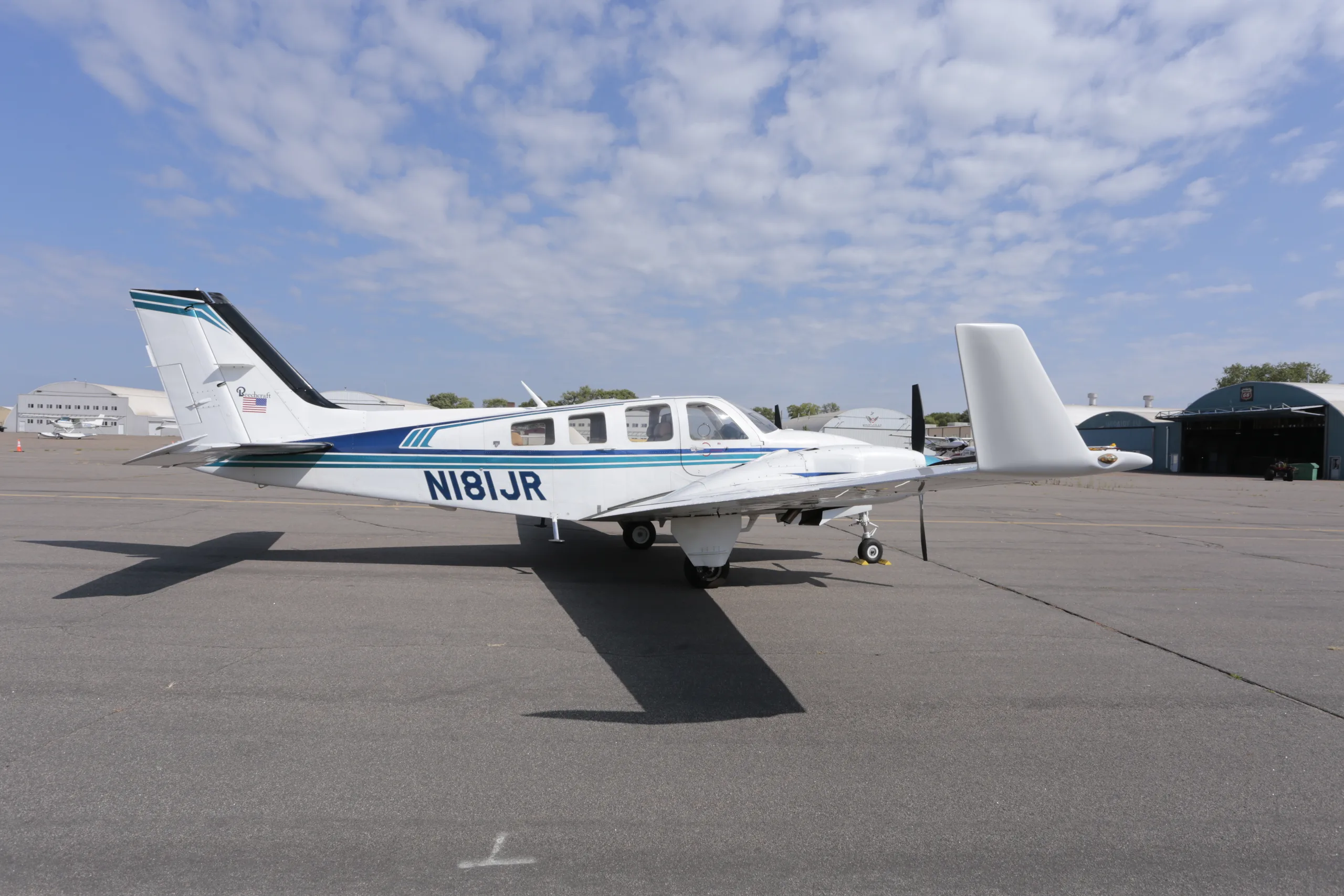 Exterior view of a 1982 Beech baron 58p.