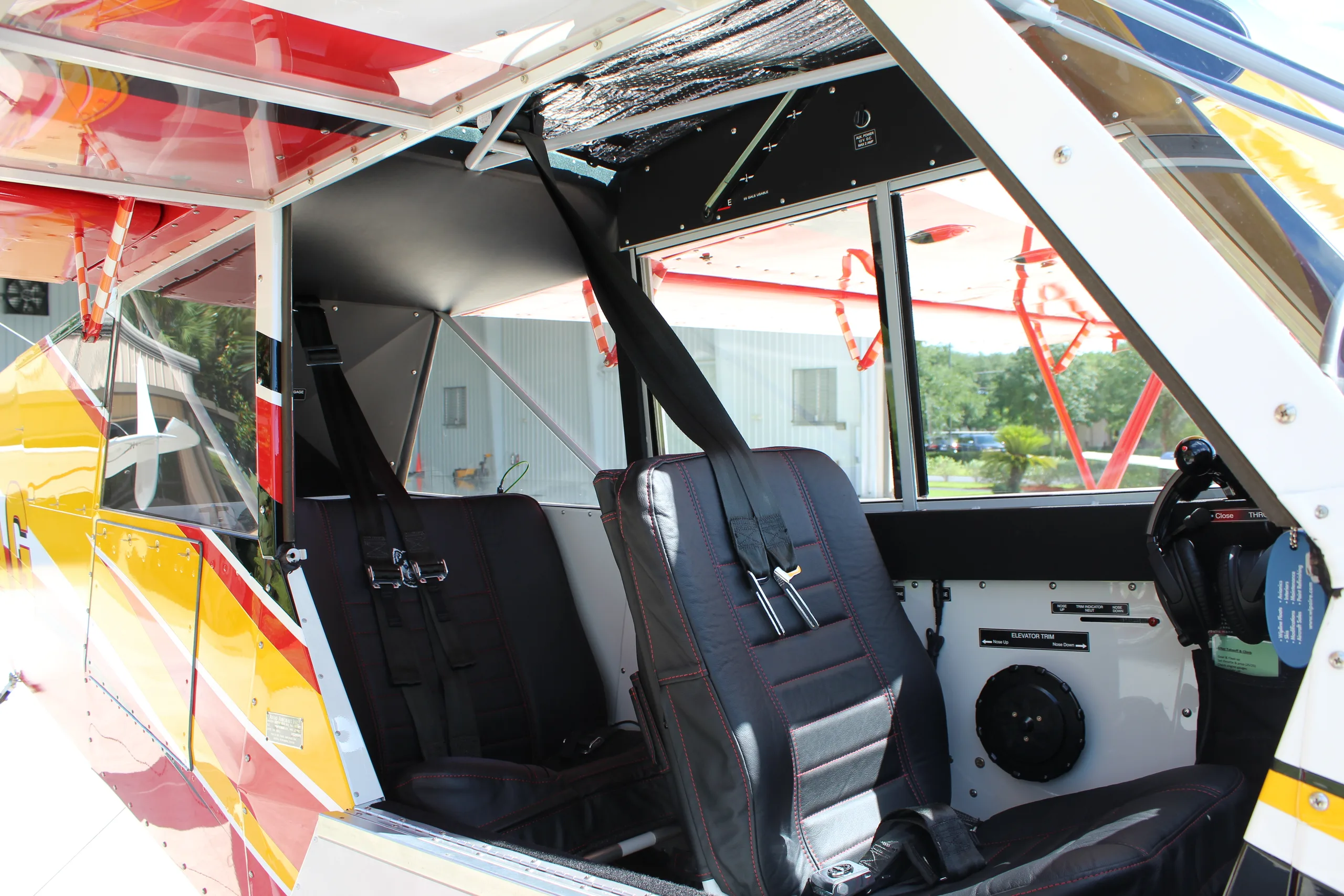 Cockpit and instrument panel of a 2013 Aviat husky a 1c 200 2.