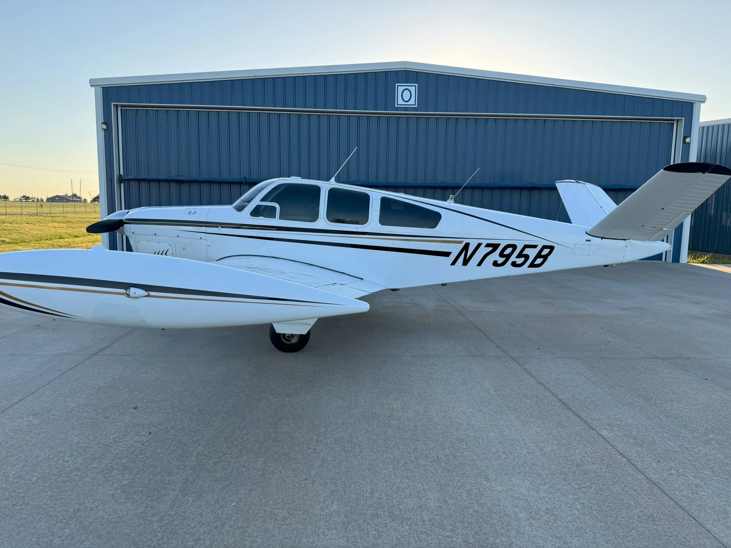 Exterior view of a 1948 Zane Co Aero A35 Bonanza N795B — Zane Co Aero, N795B.