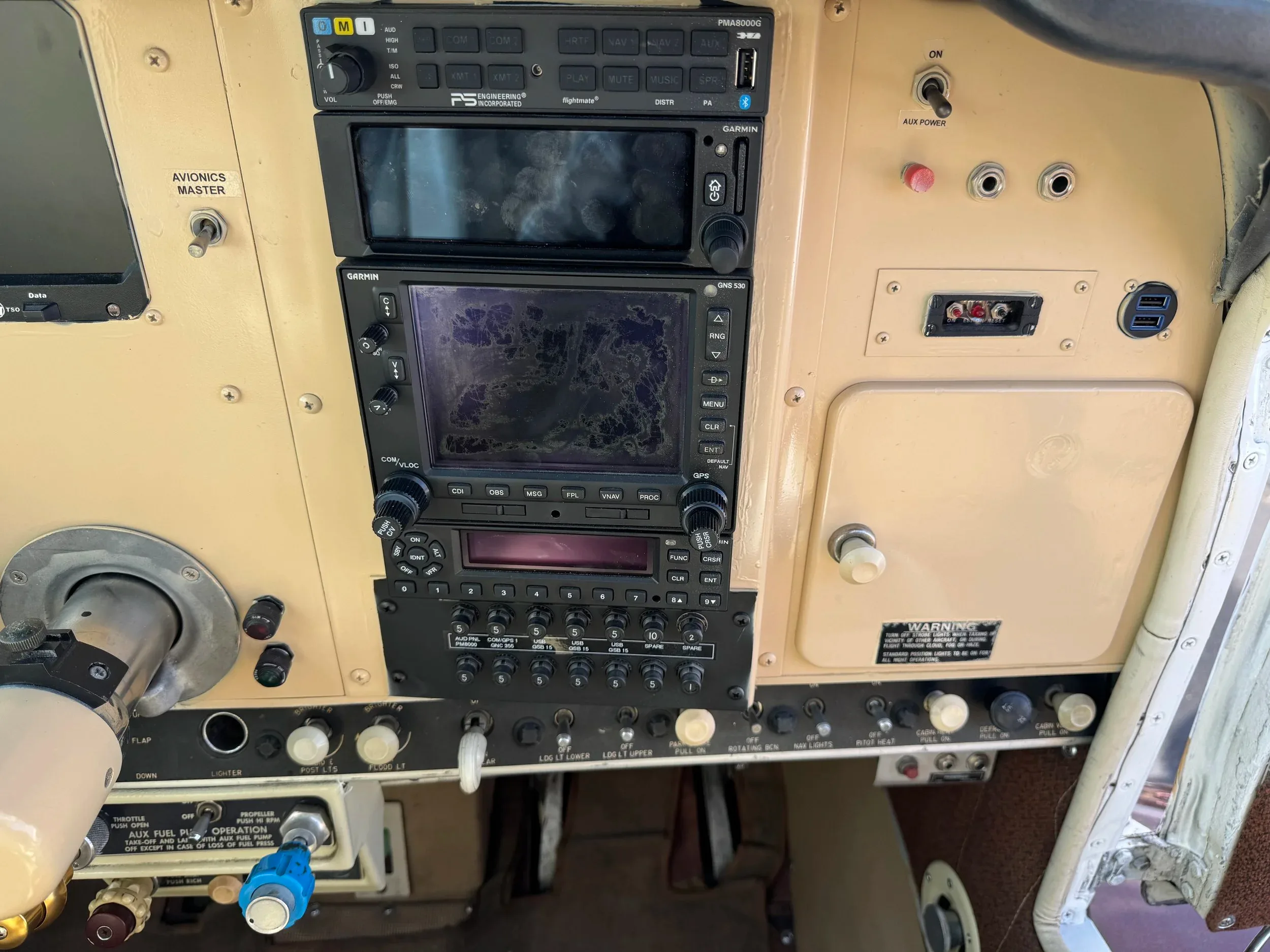 Avionics suite of a 1951 Zane Co Aero Bonanza C35 N635D — Zane Co Aero.