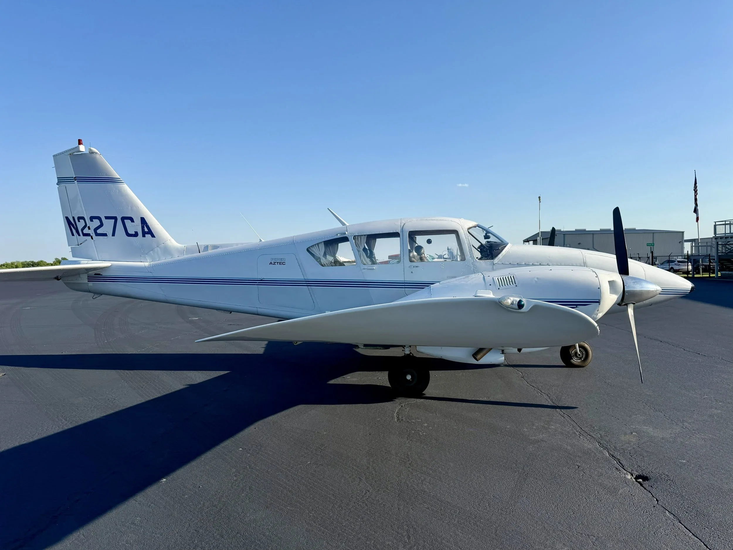 Exterior view of a 1971 Zane Co Aero TURBO AZTEC E N227CA — Zane Co Aero, N227CA.