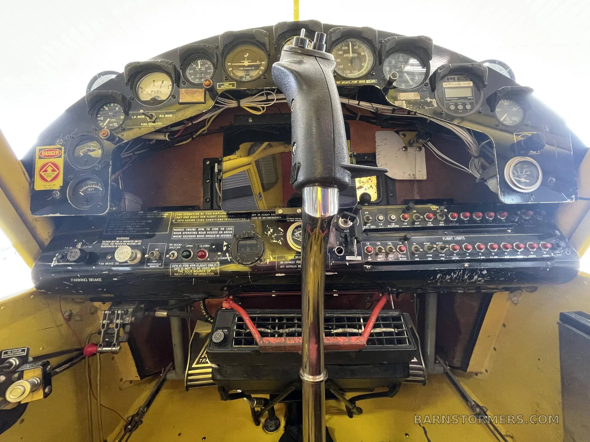 Cockpit and instrument panel of a Air Tractor.