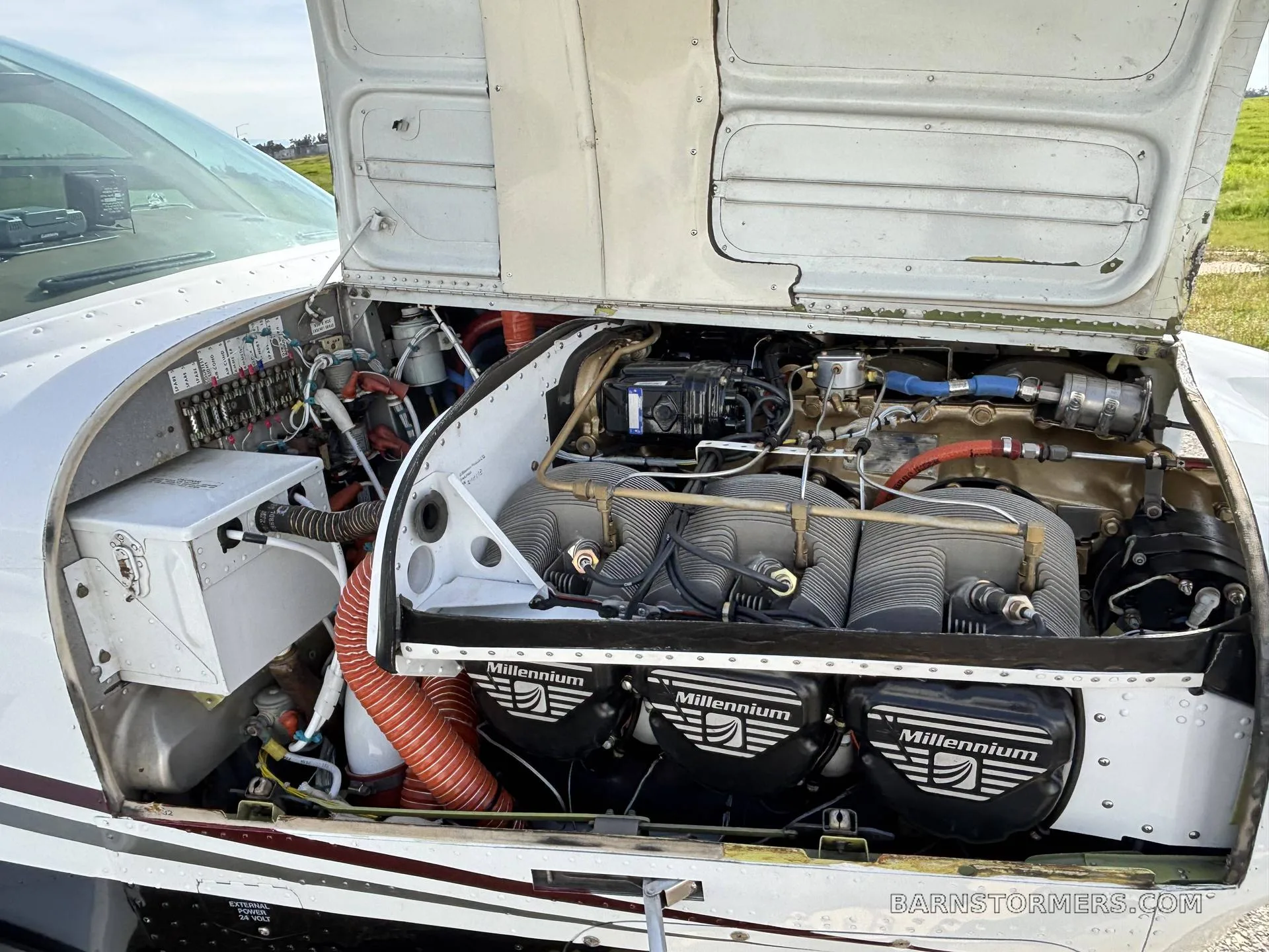 Engine detail of a 1987 Beechcraft F33A BONANZA.