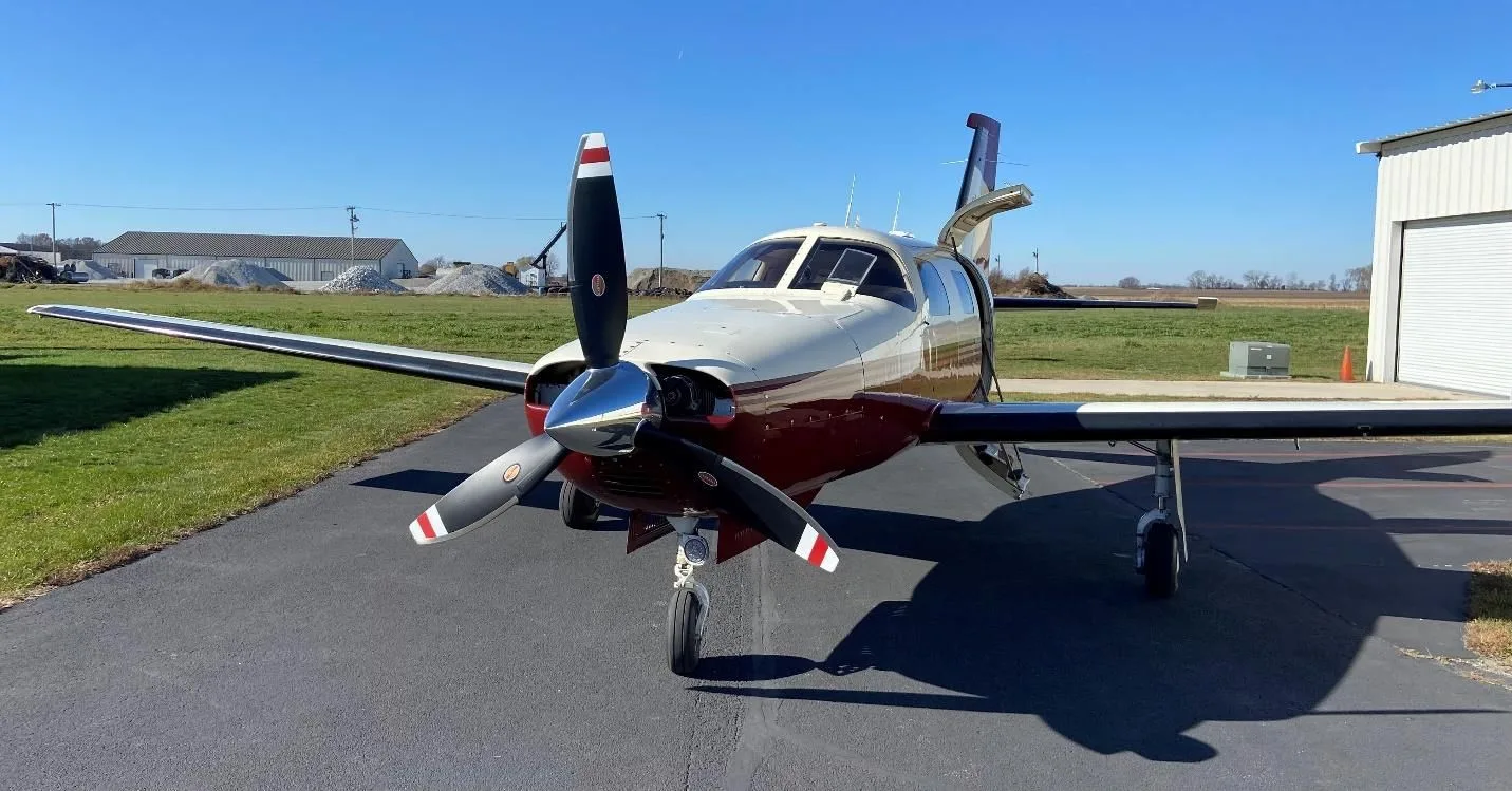 Exterior view of a 1984 Piper M 350, N13PC.