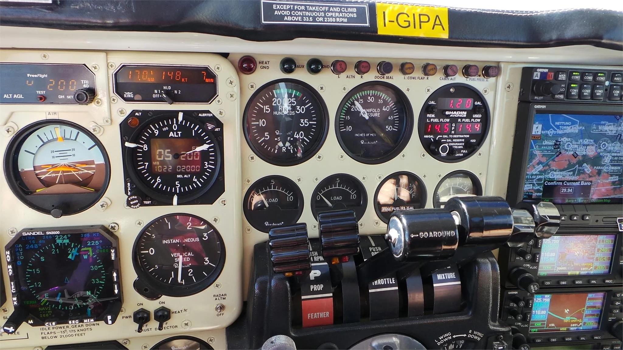 Cockpit and instrument panel of a 1978 BEECHCRAFT 58P BARON.