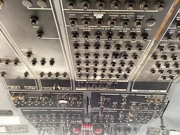 Cockpit and instrument panel of a 1984 CASA 212-200.