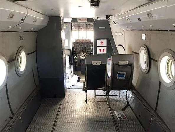Cabin interior of a 1984 CASA 212-200.