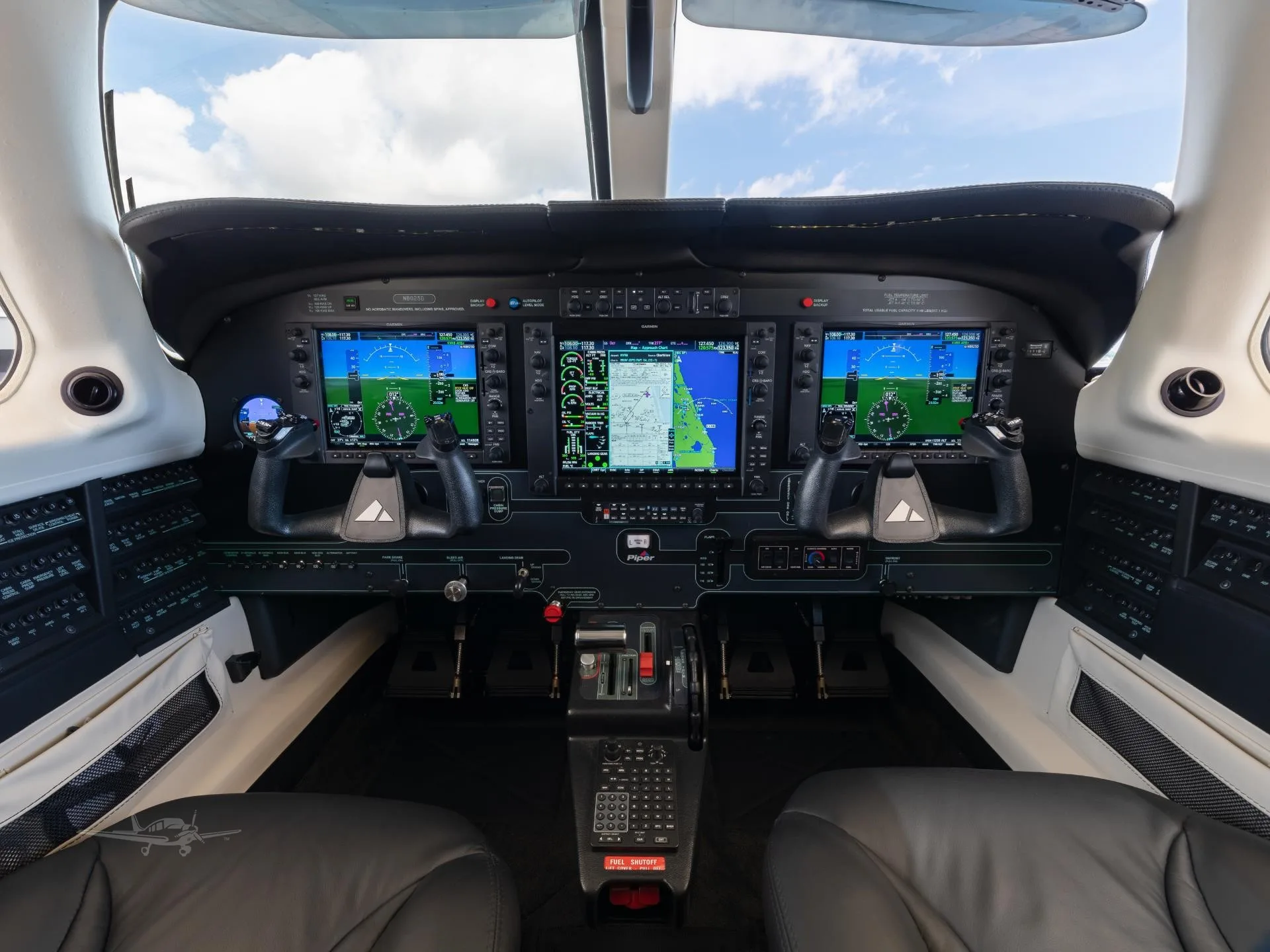 Cockpit and instrument panel of a 2026 PIPER M500.