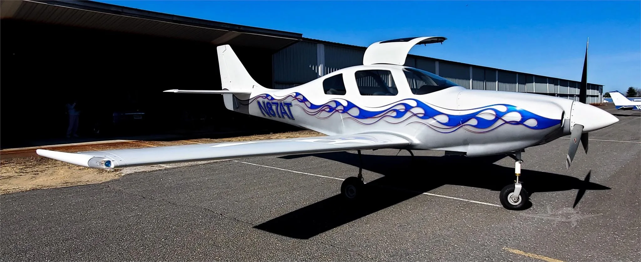 Exterior view of a 2003 LANCAIR IV-P, N87AT.