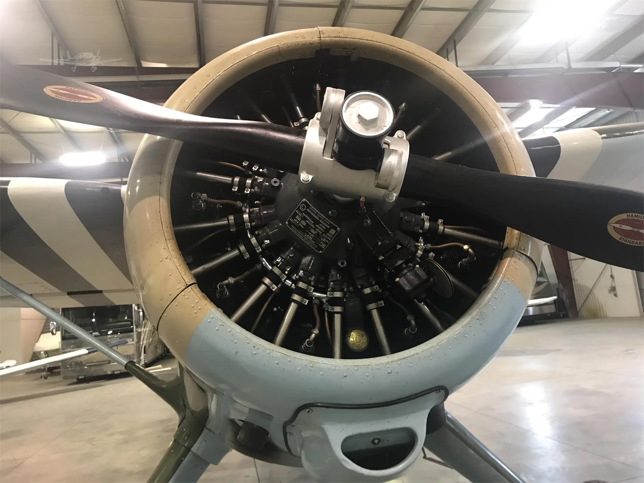 Engine detail of a 1943 STINSON V77 GULLWING.