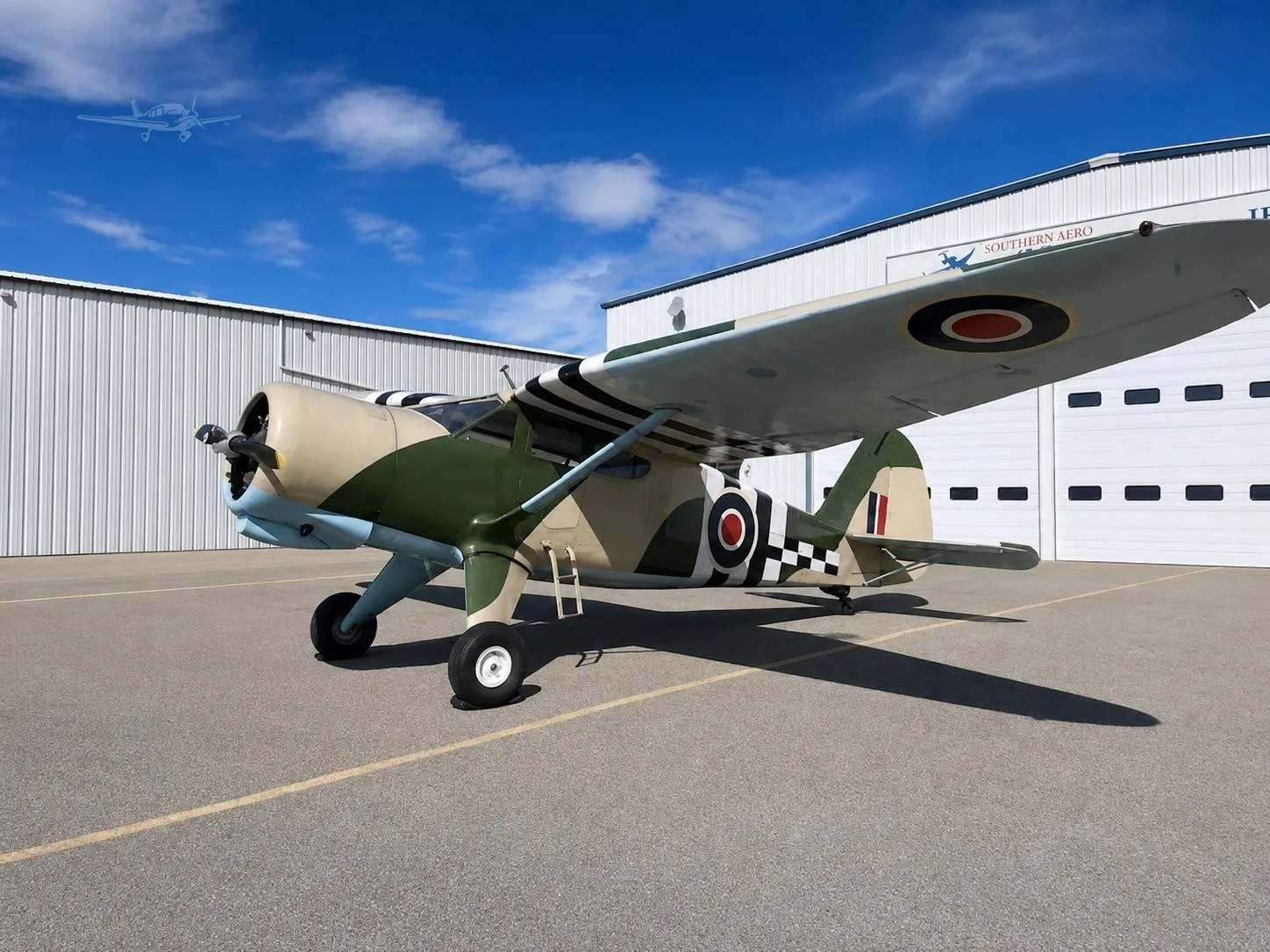 Exterior view of a 1943 STINSON V77 GULLWING, C-GLWI.