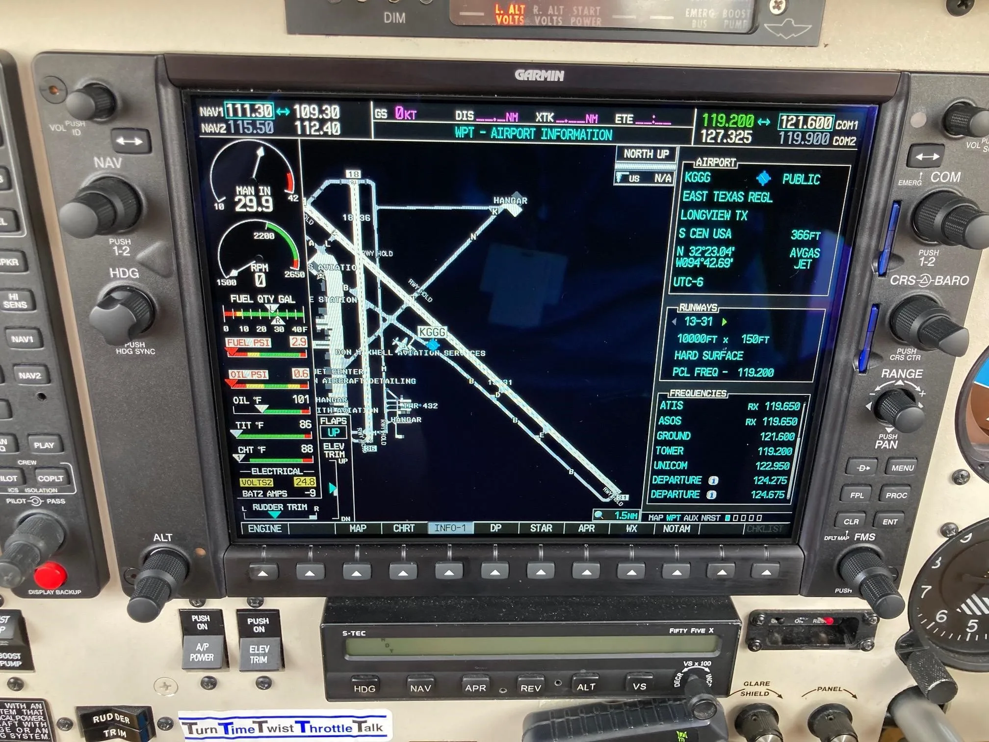 Avionics suite of a 2005 MOONEY M20M GX BRAVO.