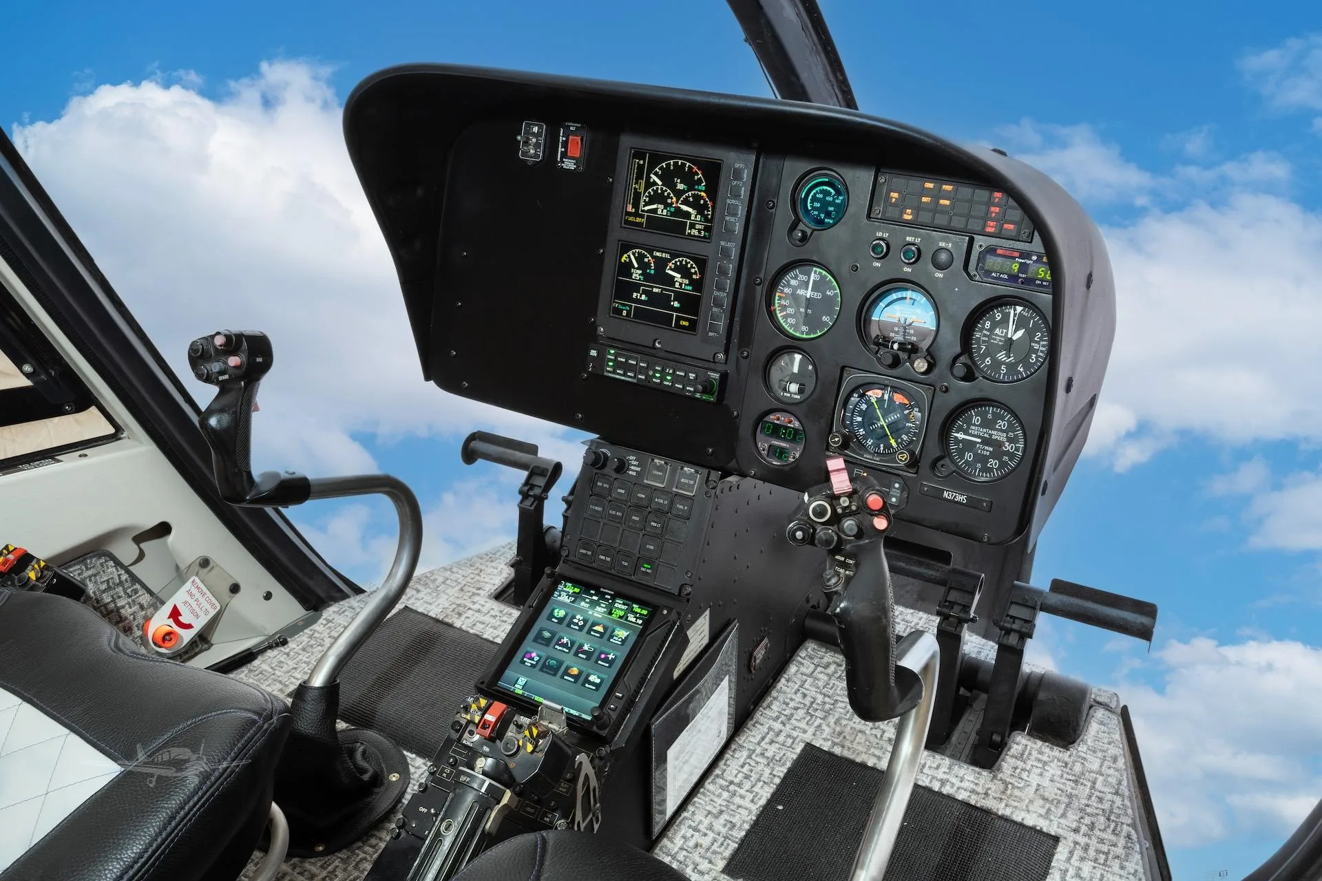 Cockpit and instrument panel of a 2007 EUROCOPTER EC120B.
