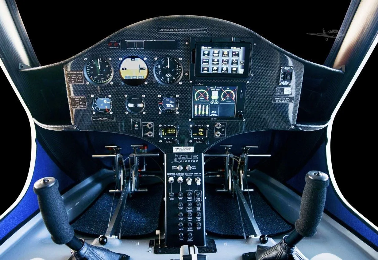 Cockpit and instrument panel of a 2026 PIPISTREL VELIS ELECTRO.