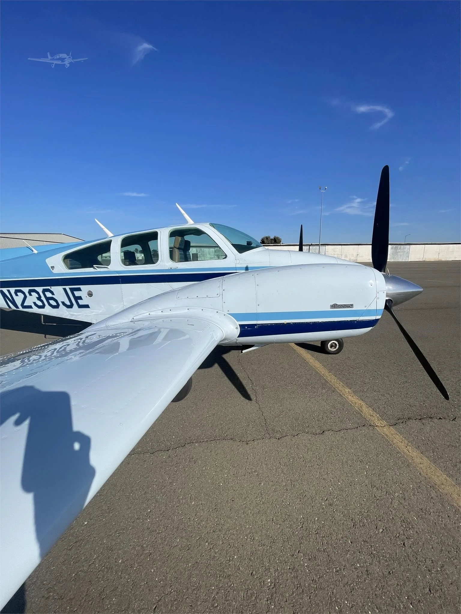 Exterior view of a 1978 BEECHCRAFT B55 BARON, N236JE.