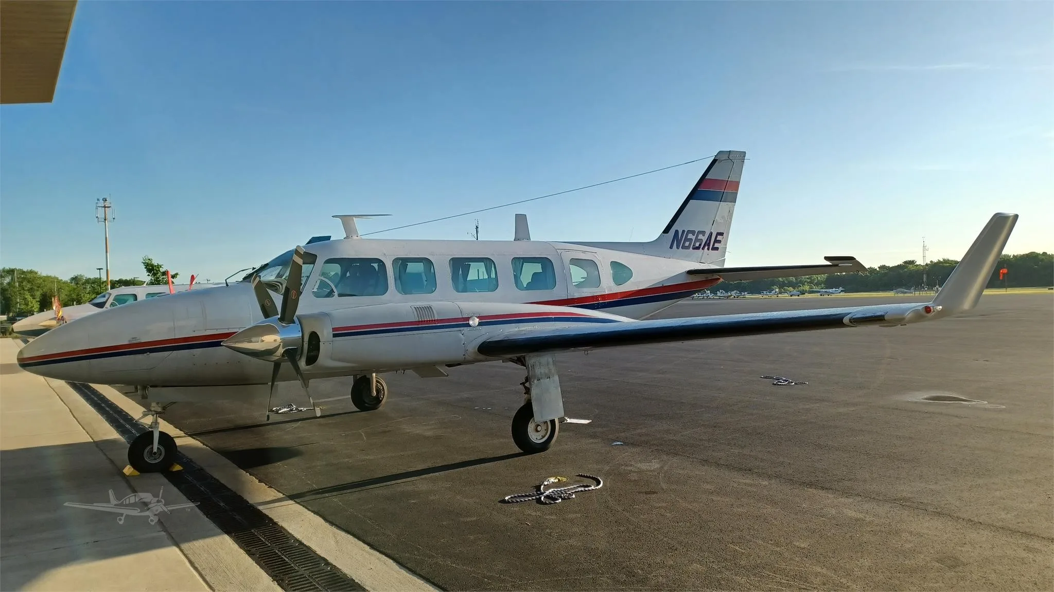 Exterior view of a 1974 PIPER NAVAJO CHIEFTAIN, N66AE.