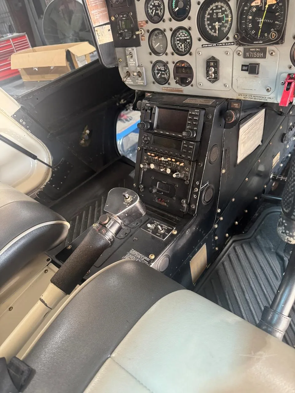 Cockpit and instrument panel of a 1990 BELL 206L-3.