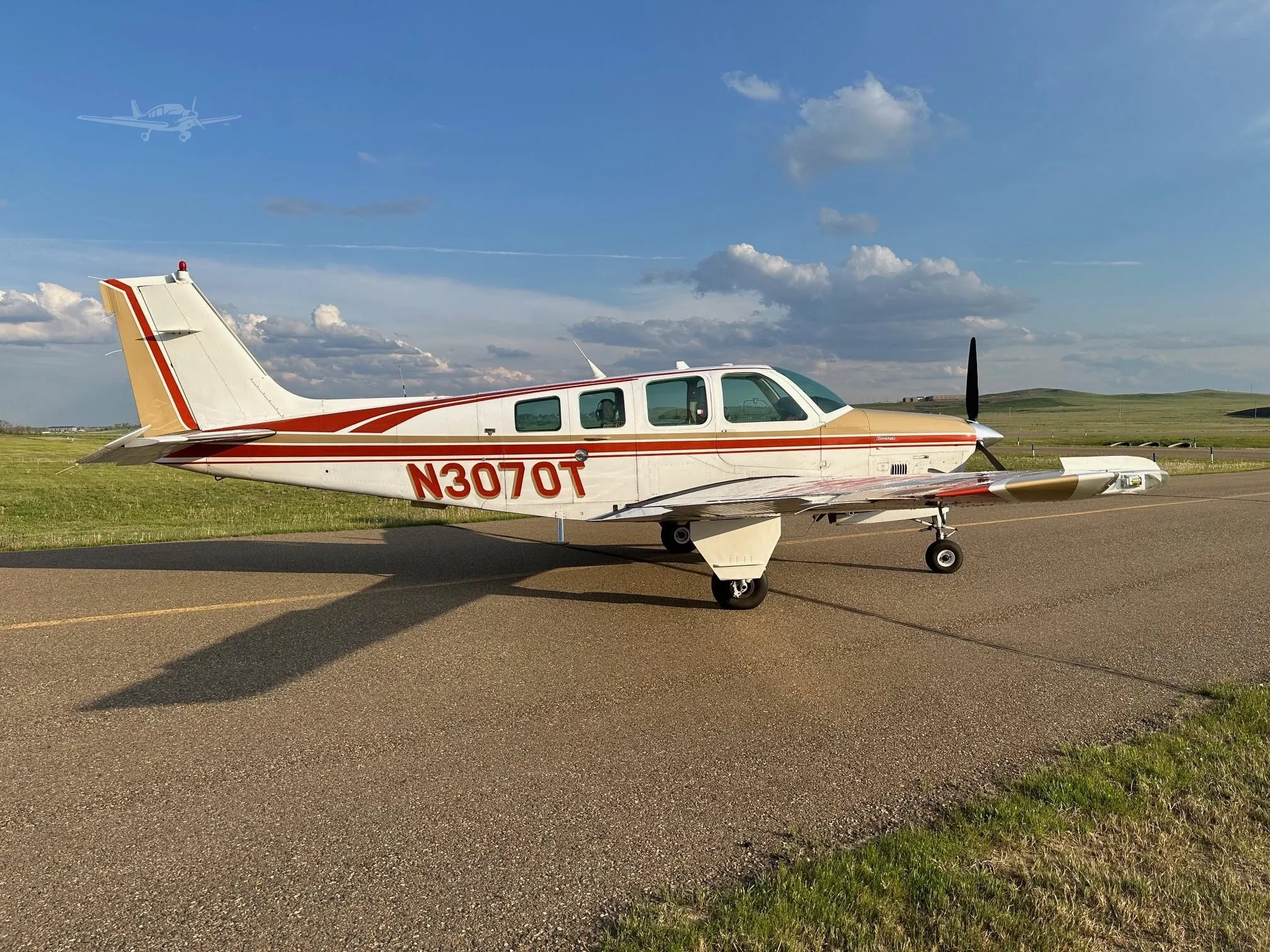 Exterior view of a 1987 BEECHCRAFT B36TC BONANZA, N3070T.