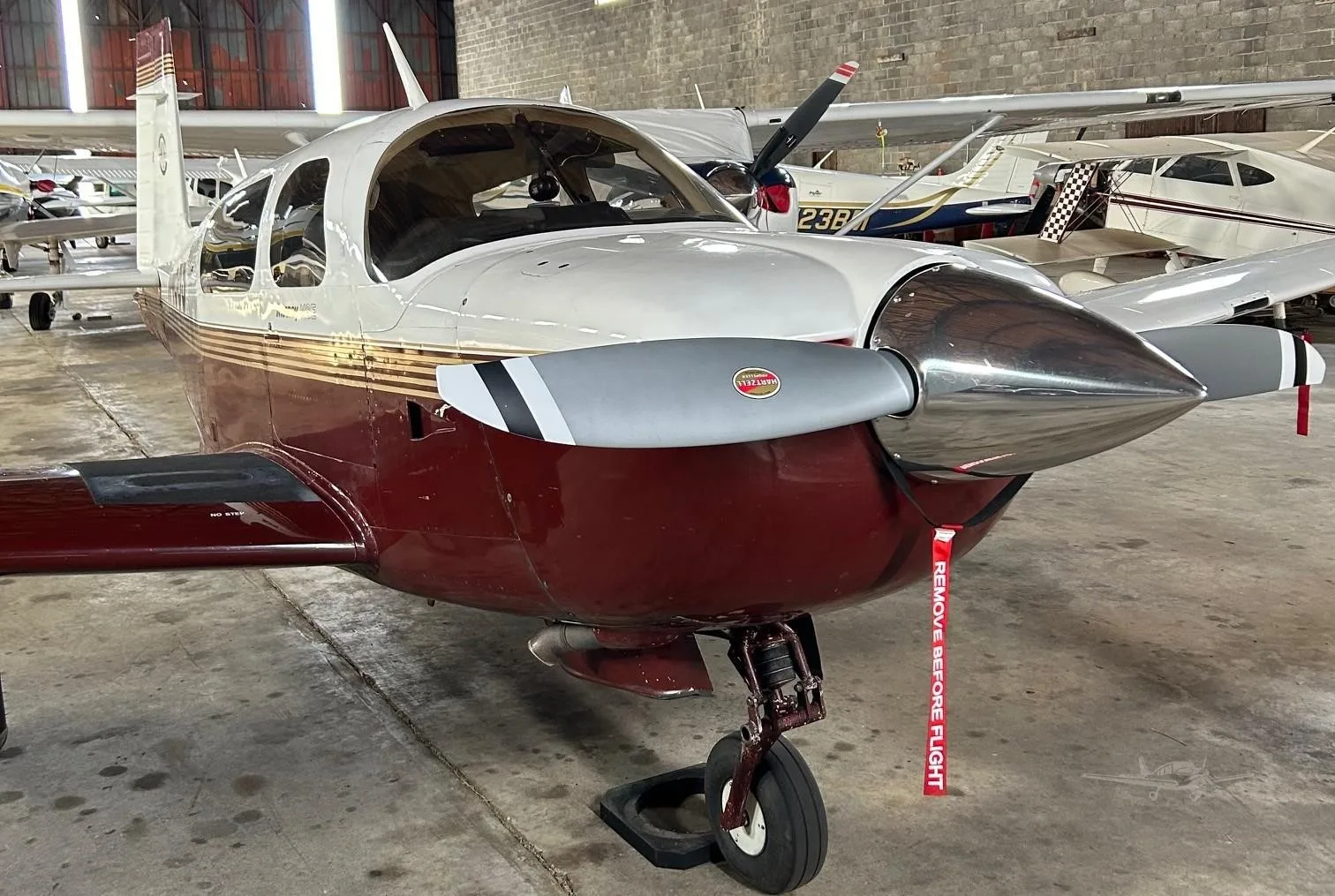 Exterior view of a 1994 MOONEY M20J MSE, N468S.
