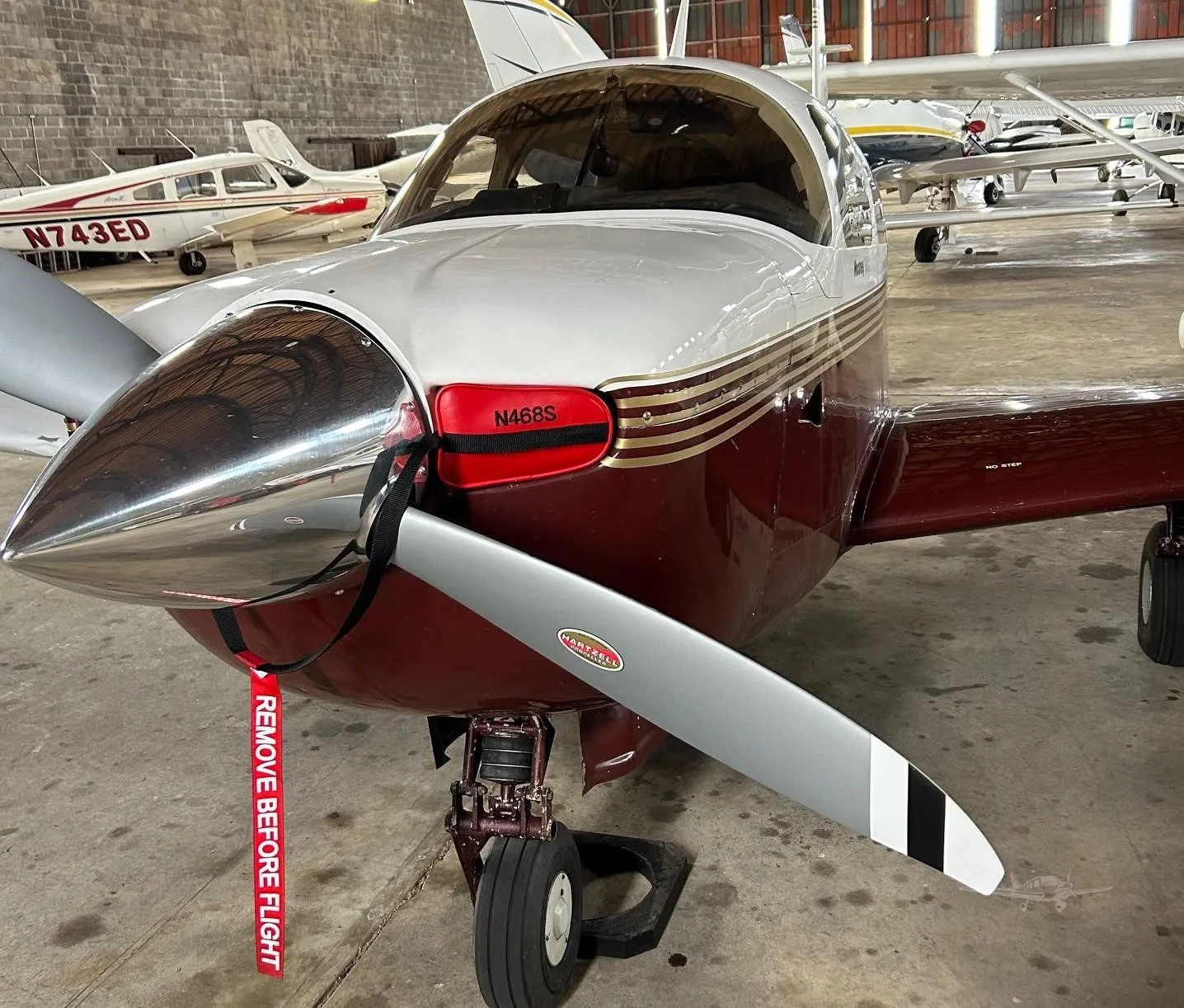 Engine detail of a 1994 MOONEY M20J MSE.