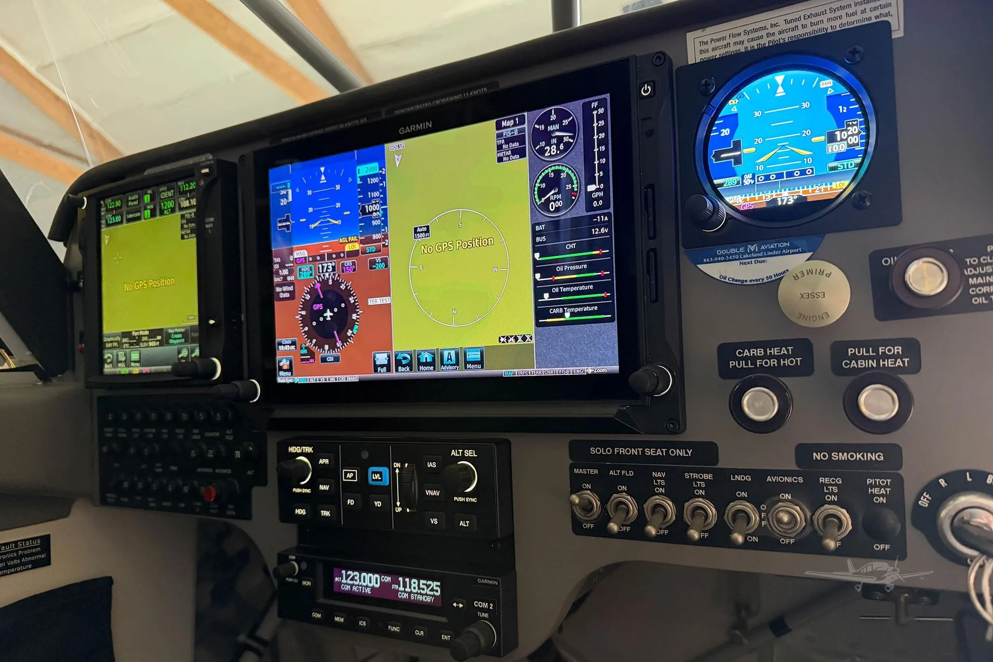 Avionics suite of a 2019 AVIAT HUSKY A-1C-180.