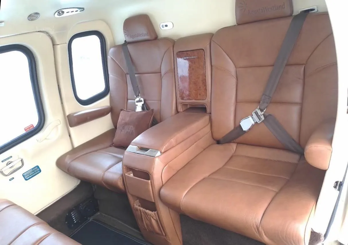 Cabin interior of a 2004 AGUSTA A109E POWER.