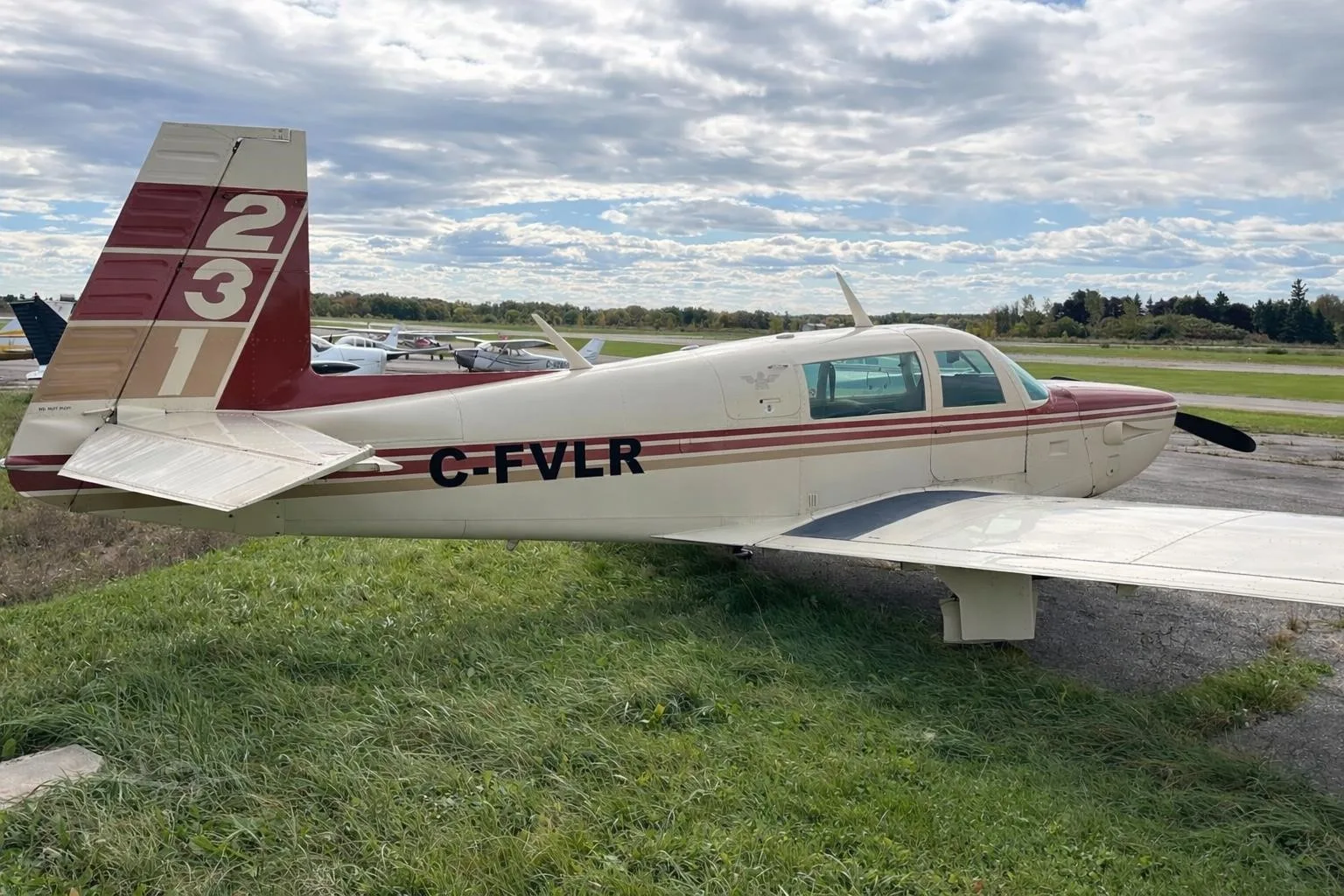 Exterior view of a 1981 MOONEY M20K 231, C-FVLR.