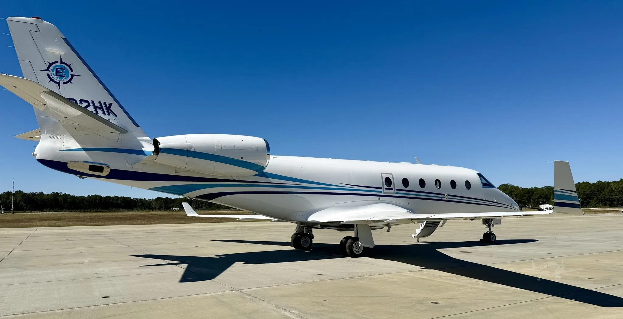 Exterior view of a 2008 GULFSTREAM G150, N222HK.