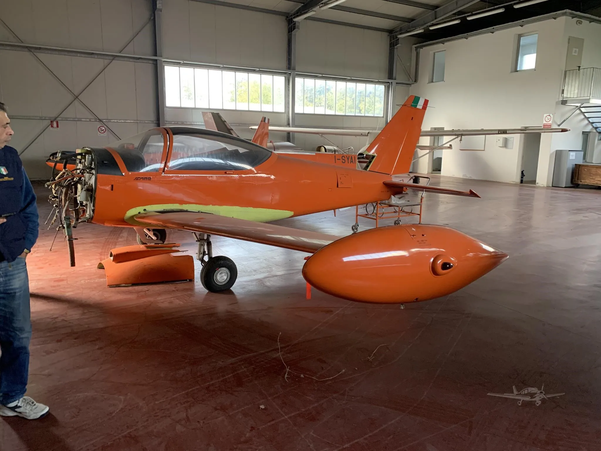 Exterior view of a 1970 SIAI MARCHETTI SF260, SYAI.
