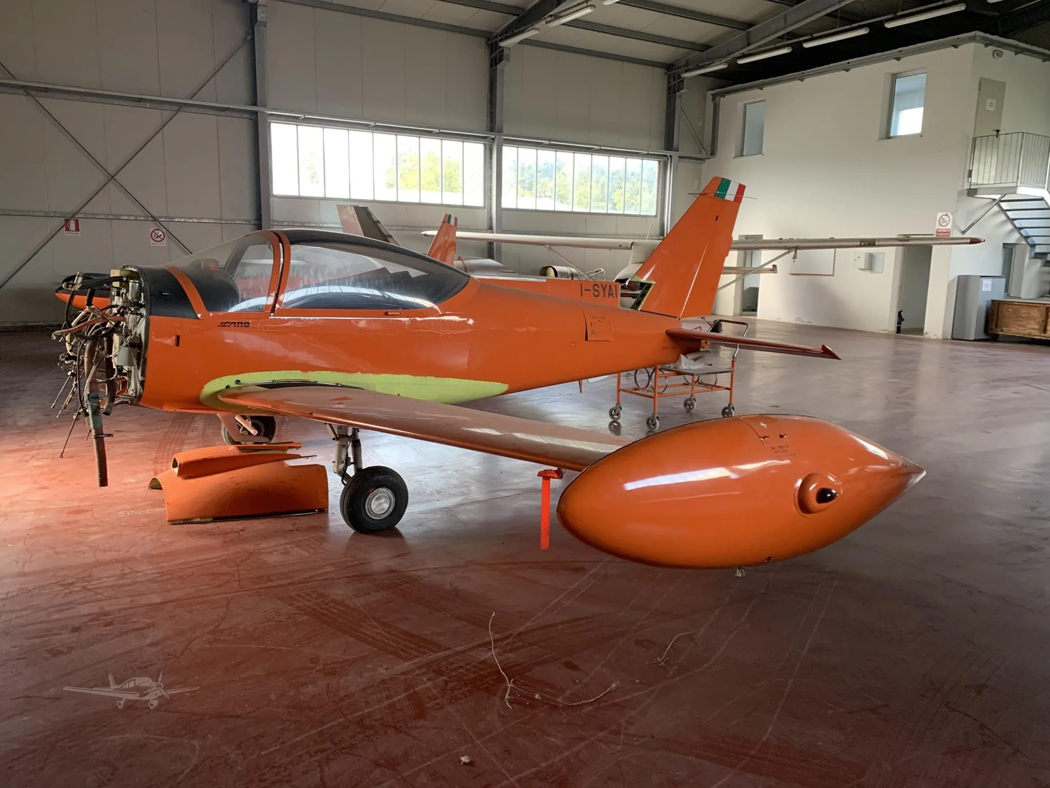 Exterior view of a 1970 SIAI MARCHETTI SF260, SYAI.
