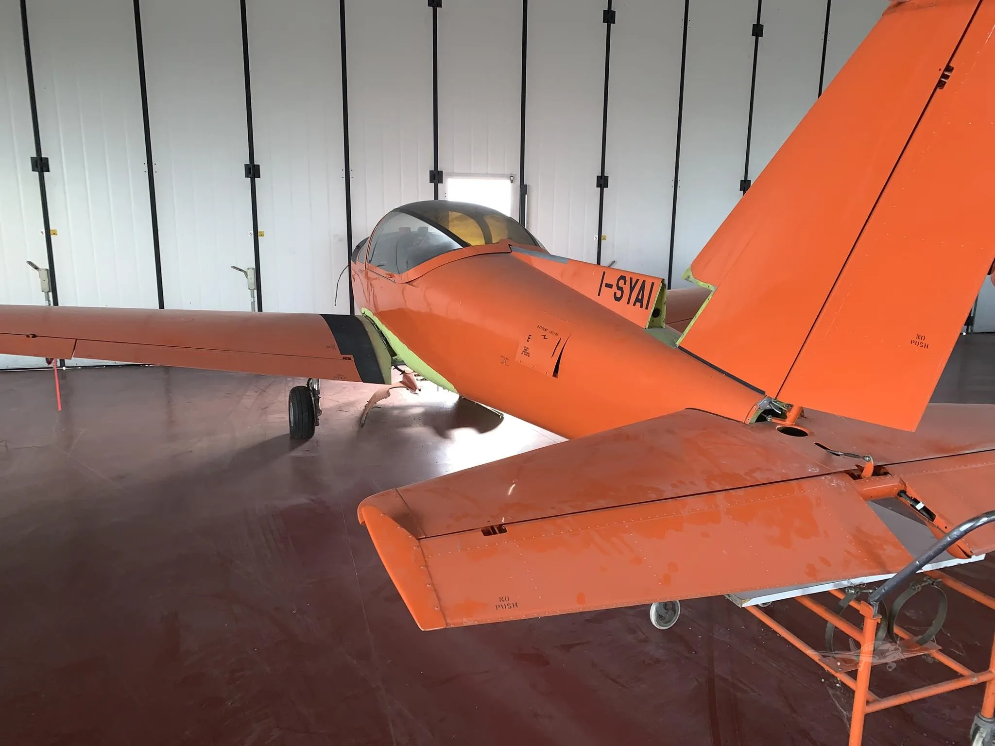 Exterior view of a 1970 SIAI MARCHETTI SF260, SYAI.