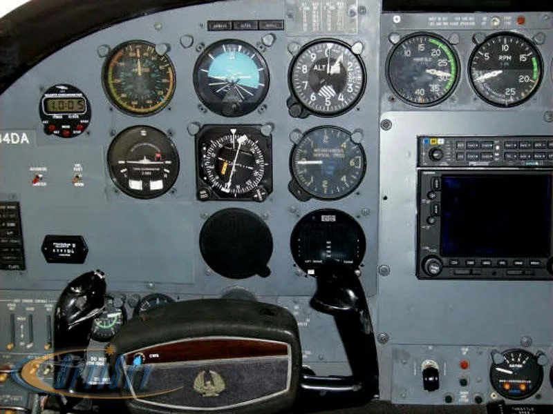 Cockpit and instrument panel of a 1971 CESSNA 421B.