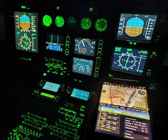 Cockpit and instrument panel of a 2011 EUROCOPTER EC145.