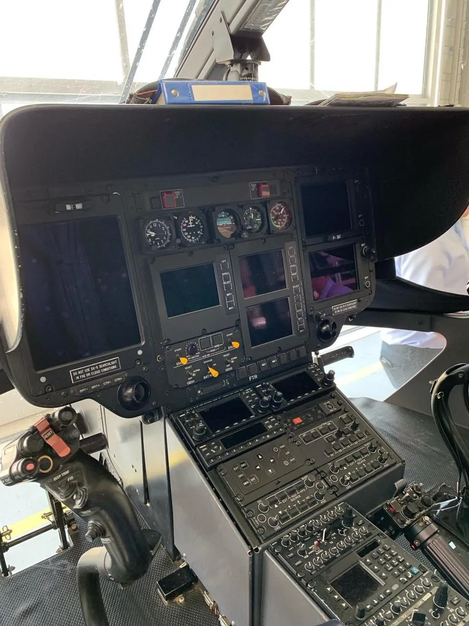 Cockpit and instrument panel of a 2011 EUROCOPTER EC145.