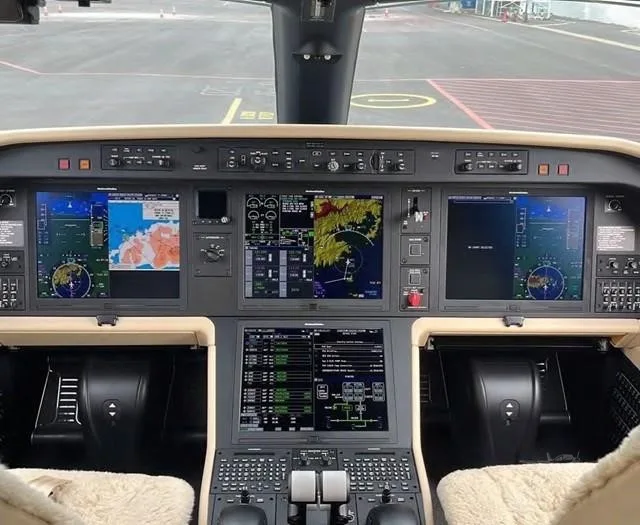 Cockpit and instrument panel of a 2023 EMBRAER PRAETOR 600.