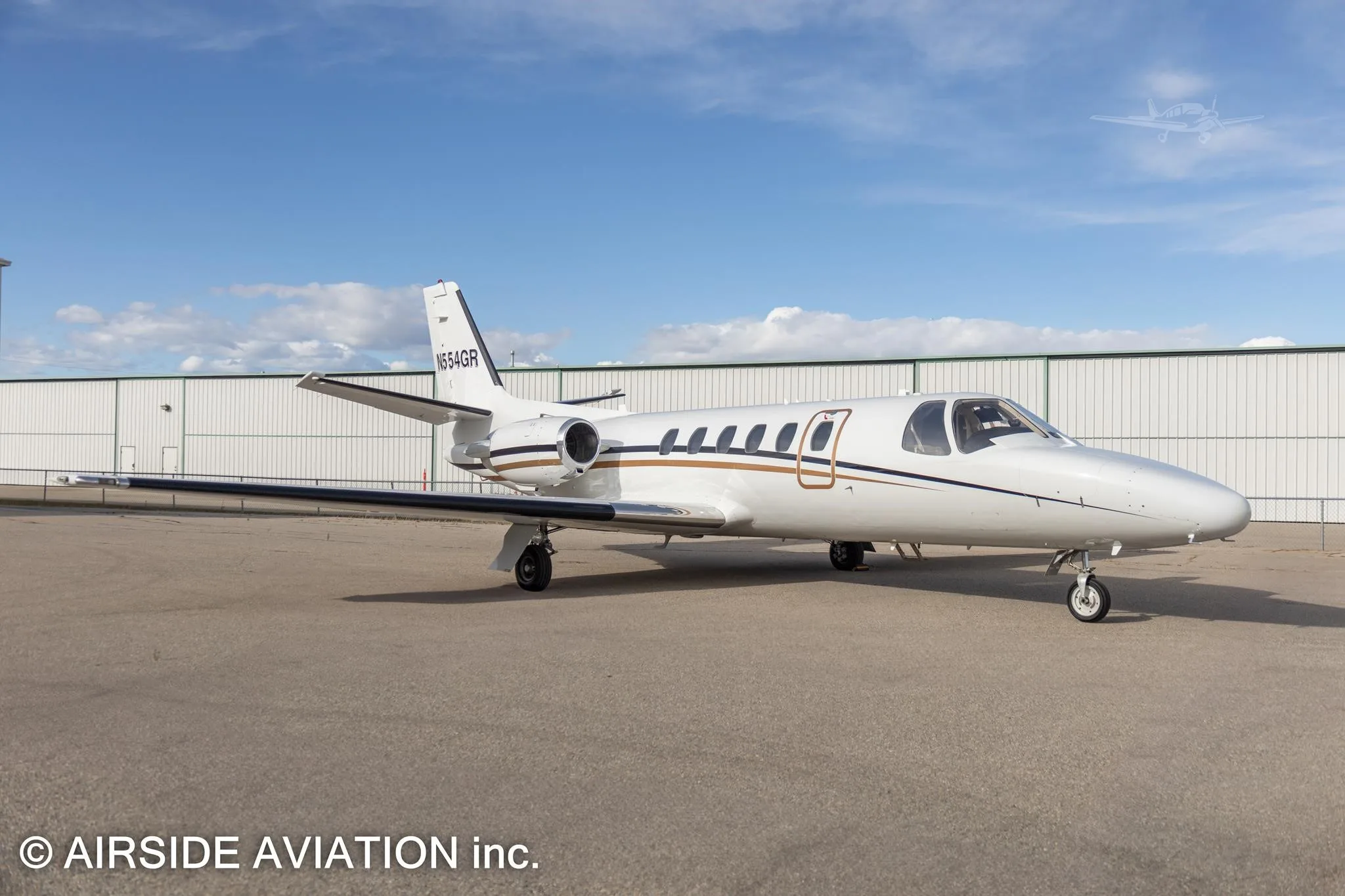 Exterior view of a 1981 CESSNA CITATION II, N554GR.