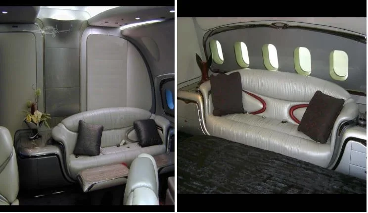 Cabin interior of a 1996 AIRBUS A340.