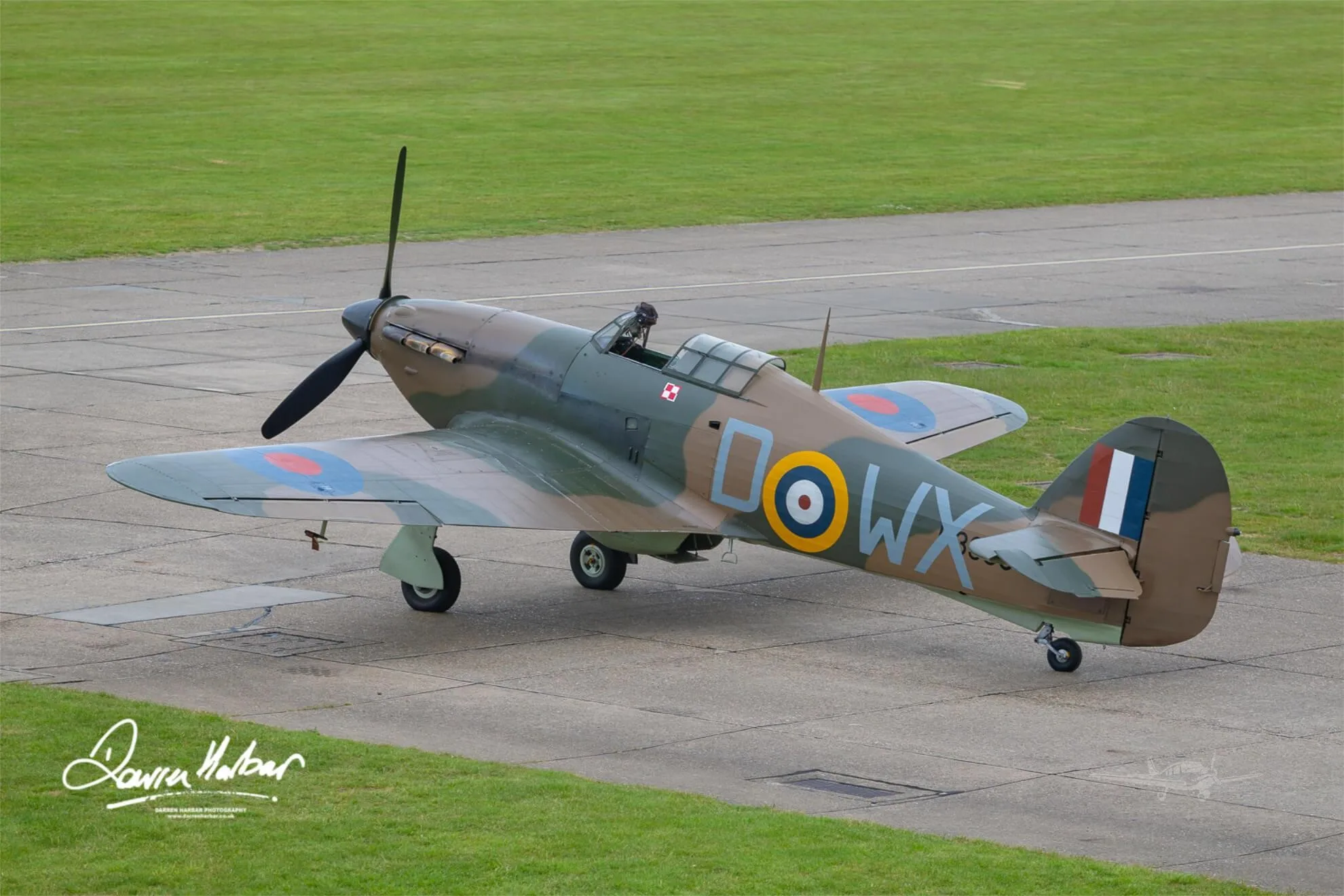 Exterior view of a 1942 HAWKER HURRICANE XII, G-HURI.
