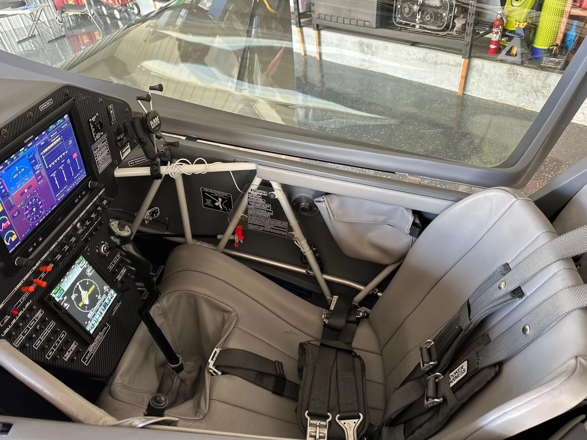 Cockpit and instrument panel of a 2017 EXTRA AIRCRAFT EA 330LT.