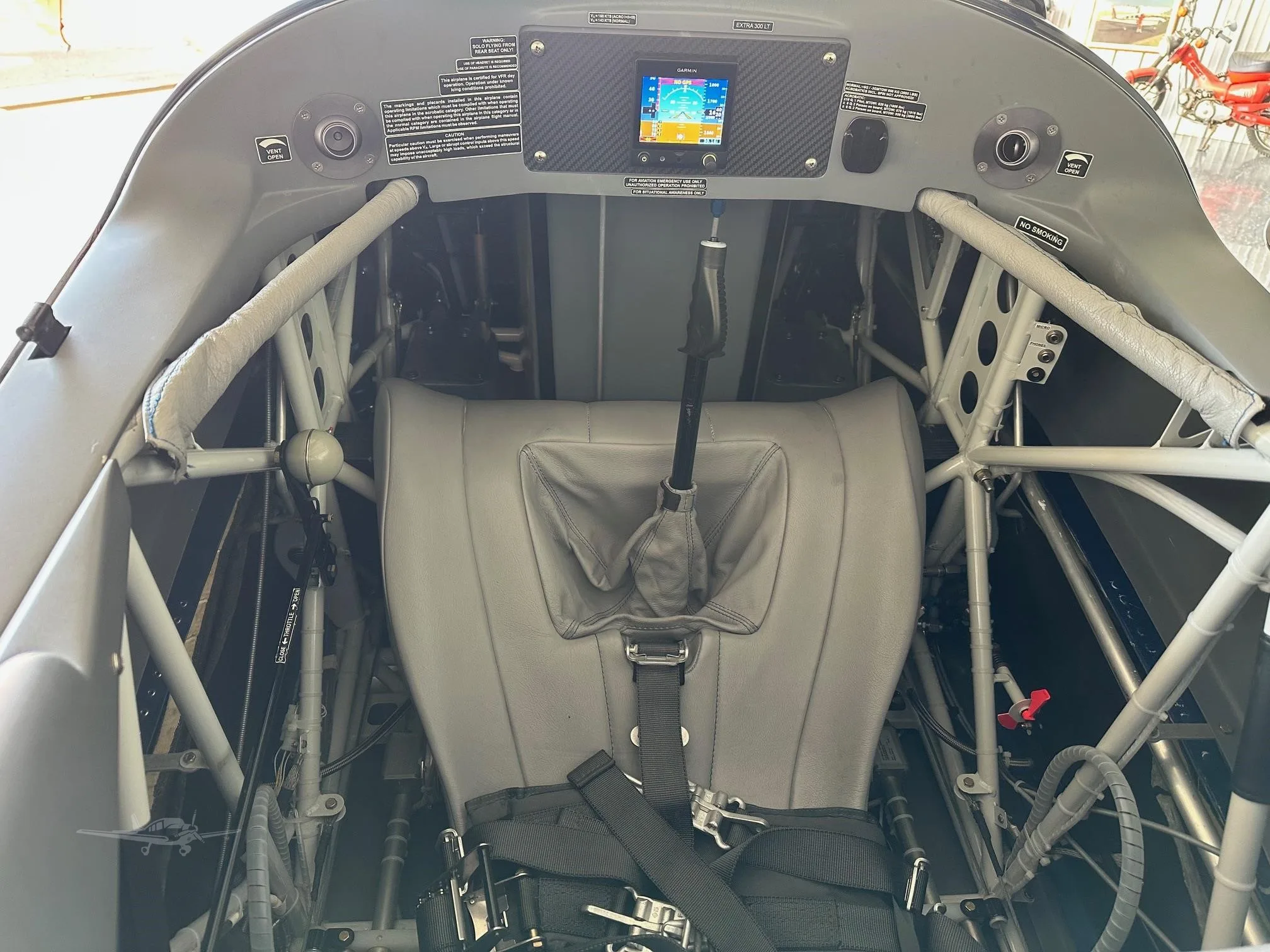 Cockpit and instrument panel of a 2017 EXTRA AIRCRAFT EA 330LT.