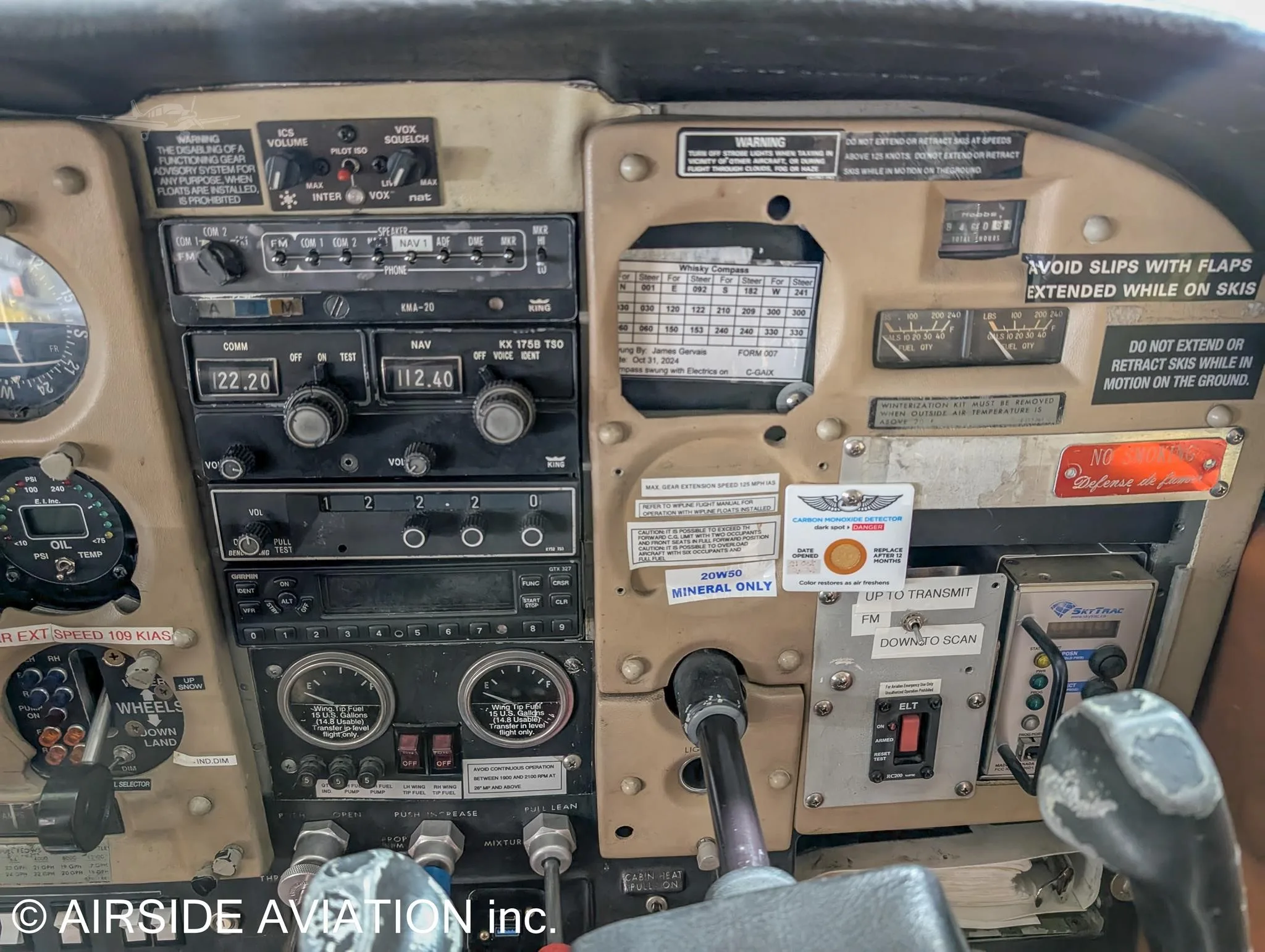 Cockpit and instrument panel of a 1979 CESSNA A185F AMPHIBIAN.